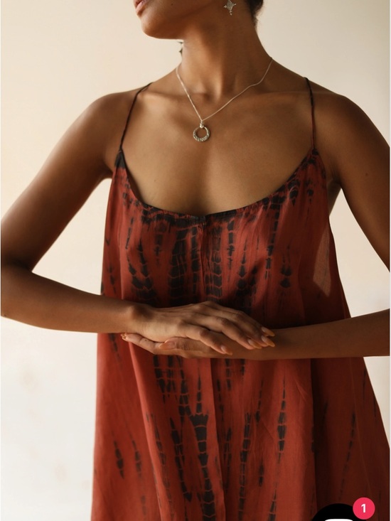 FARA Zen Silk High Low Dress Sz S/M red shibori tie dye beachy - Picture 6 of 11